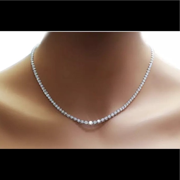 18k Solitaire Tennis Necklace - Picture 2 of 8